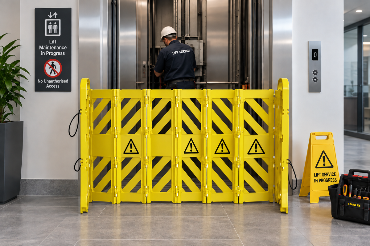 Barrera de seguridad utilizada para el mantenimiento de ascensores