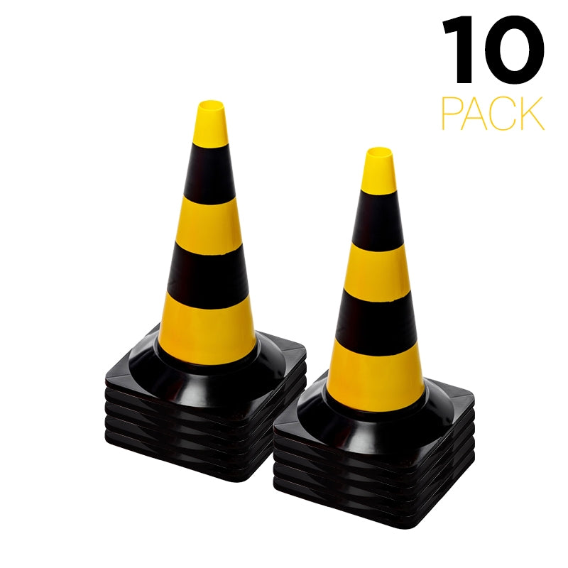 Flexibarrier Cono de tráfico 50cm - Kit - 10uds (Negro/Amarillo)