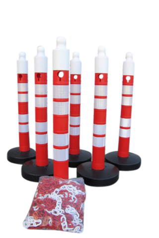(Pack de 6) - Poste con cadena - Maxi Plus - incluye cadena de 25m