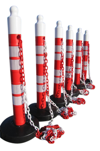 (Pack de 6) - Poste con cadena - Maxi Plus - incluye cadena de 25m