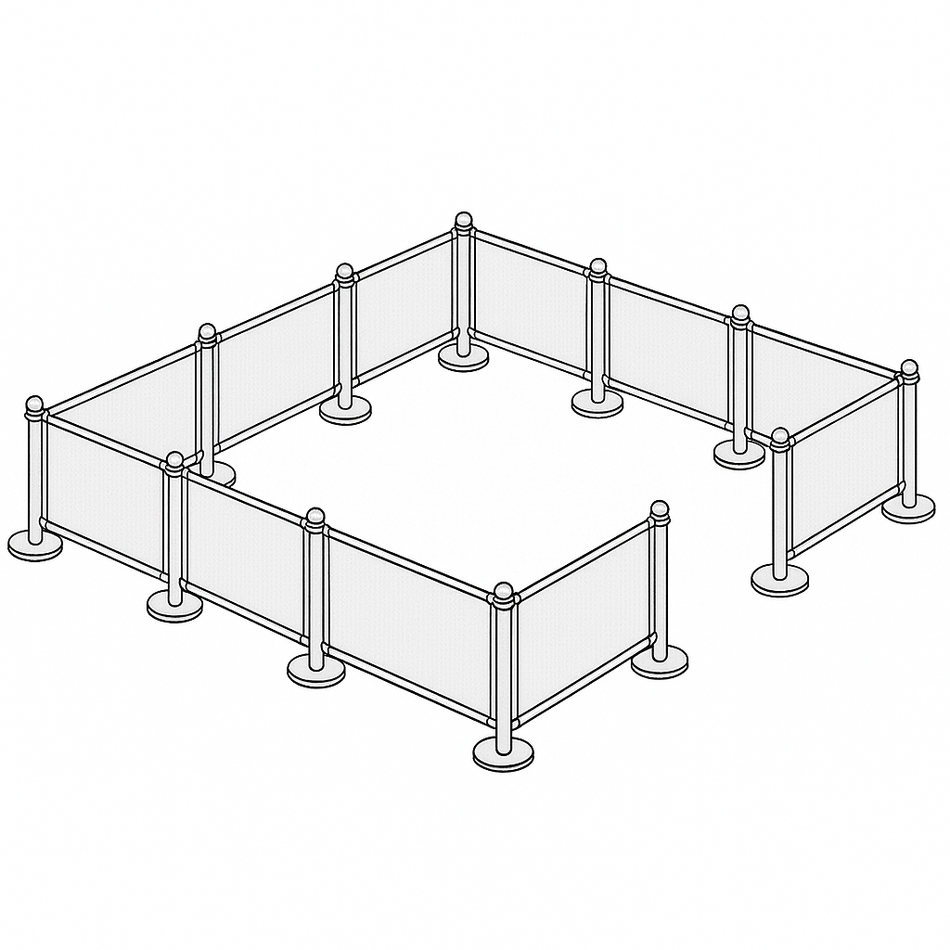 Flexibarrier Pack de barreras de café – configuración de 16.5 metros con banners personalizados impresos