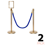2 Pack - Flexibarrier Set de poste y cuerda - Premium – incl. Portacarteles A4