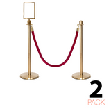 2 Pack - Flexibarrier Set de poste y cuerda - Premium – incl. Portacarteles A4
