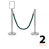 2 Pack - Flexibarrier Set de poste y cuerda - Premium – incl. Portacarteles A4