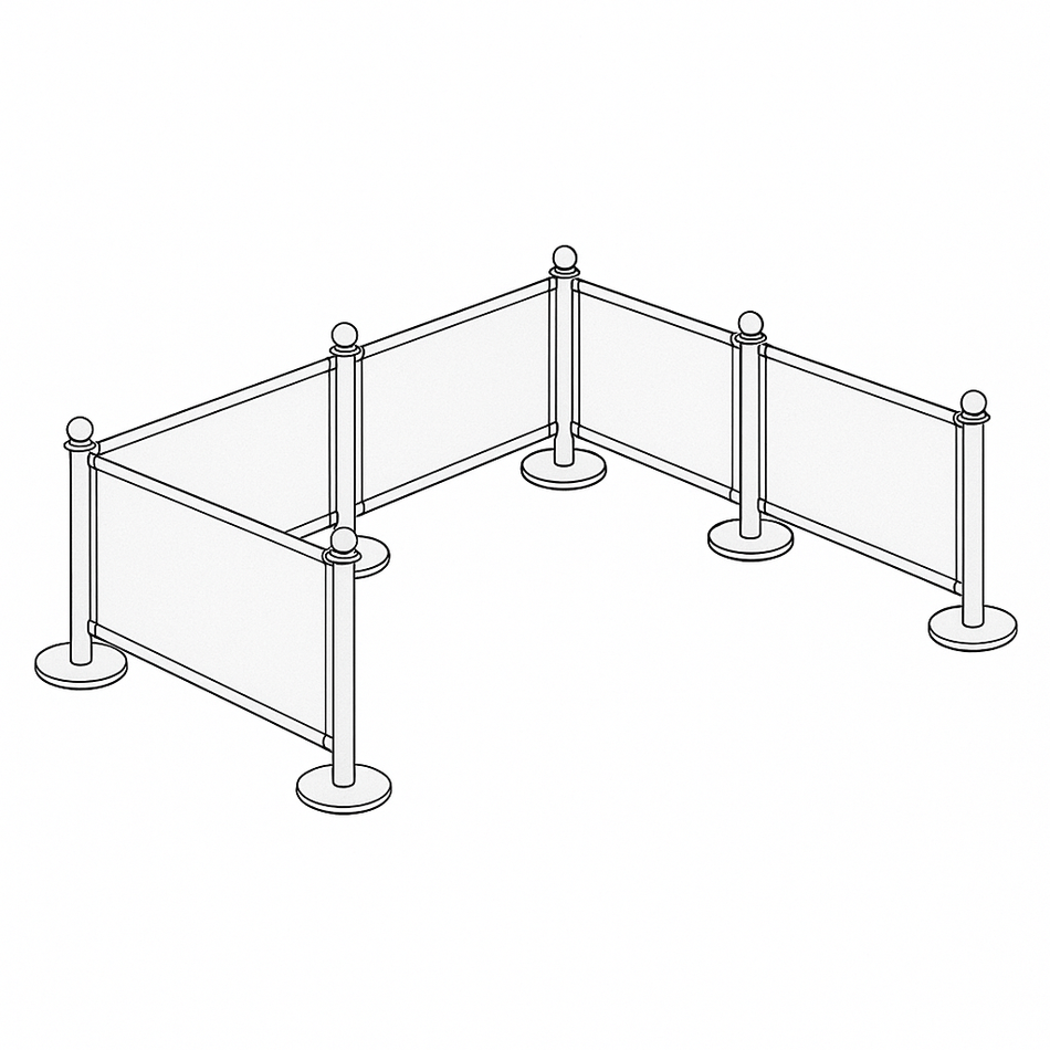 Flexibarrier Pack de barreras de café – configuración de 7.5 metros con banners personalizados impresos