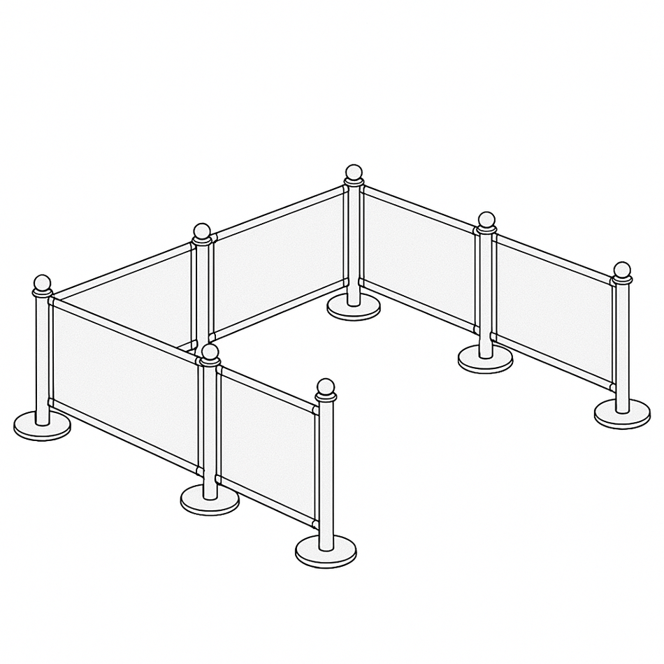 Flexibarrier Pack de barreras de café – configuración de 9 metros con banners personalizados impresos