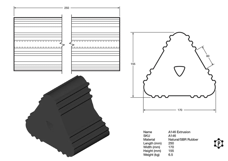 Calzo para aviones de alta resistencia - modelo B146 (170 mm x 155 mm x 250 mm)