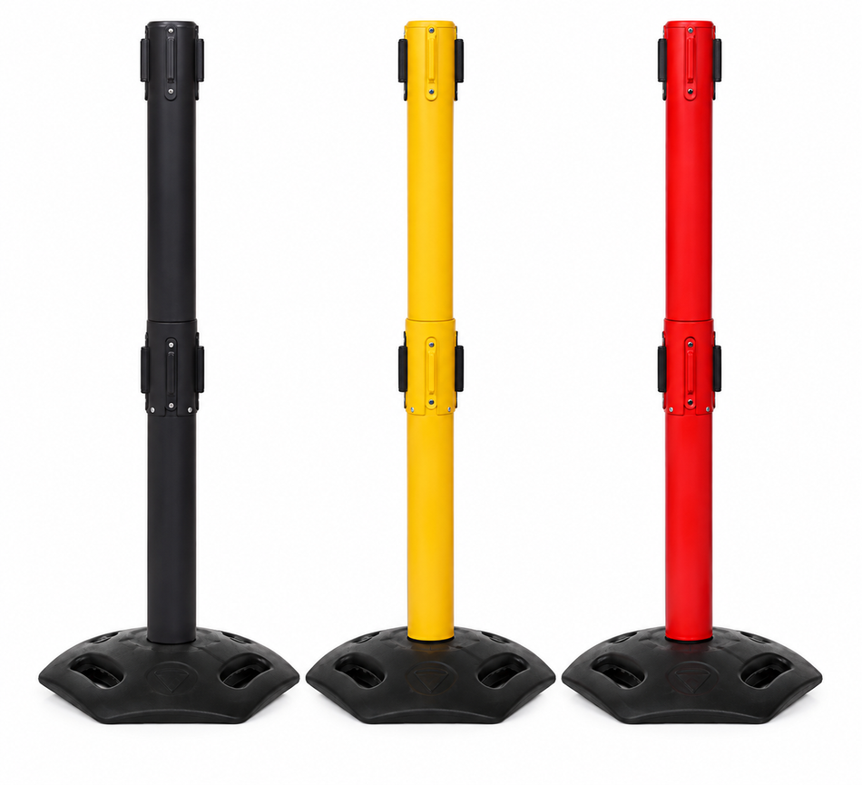 Poste de cinta FlexiBarrier - Poste receptor doble para exteriores - Sin cinta