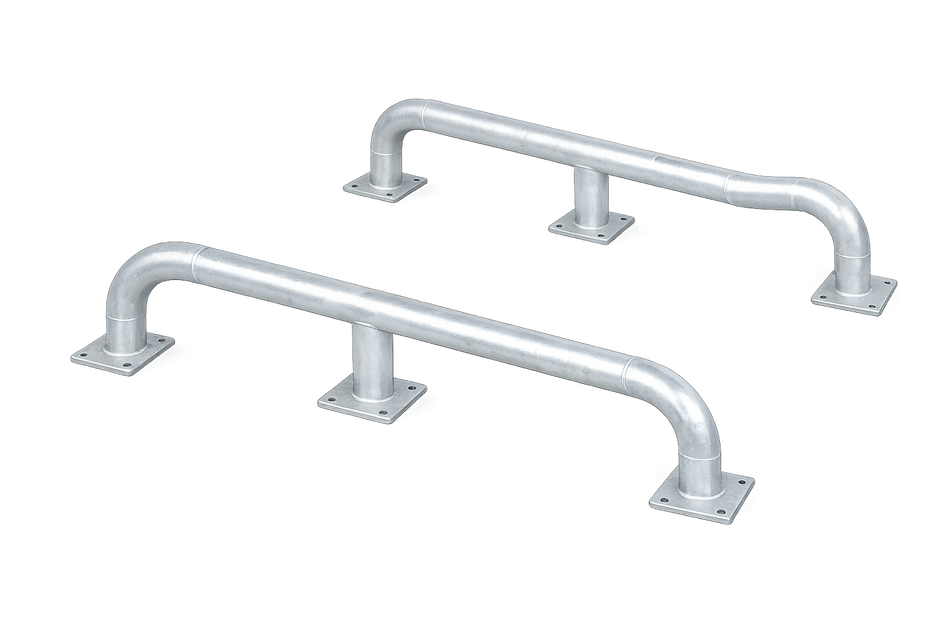 Guías de ruedas para muelle de carga de alta resistencia – Par de acero galvanizado (3000 × 600 × 365 mm)