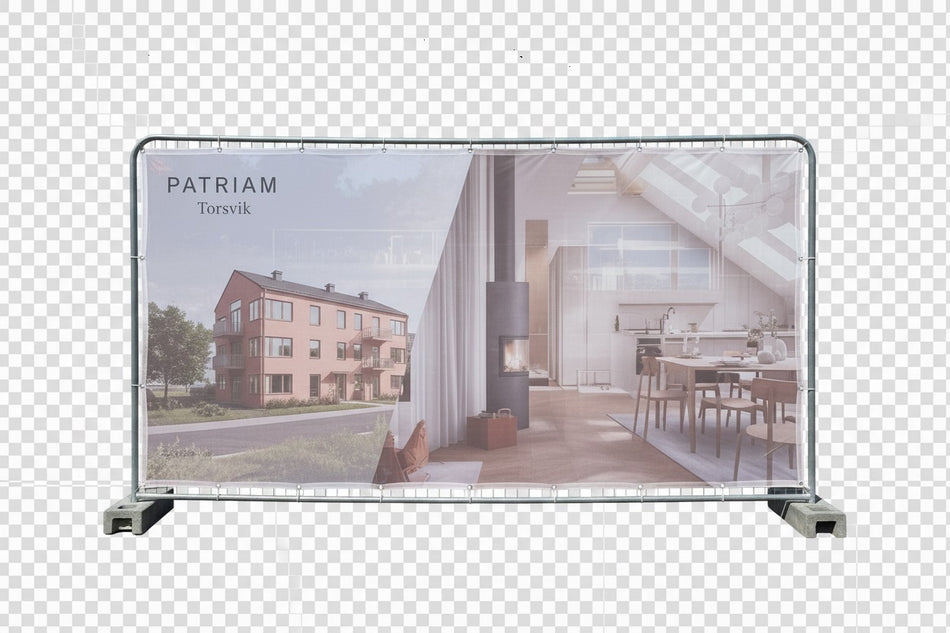 Pancarta para valla de obra – Malla de PVC – 3.5 × 2.0 m – Impresión personalizada