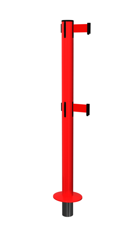 FlexiBarrier Poste de cinta de doble cinta - SafetyPlus extraíble - (cintas de 3.4m/4.9m)