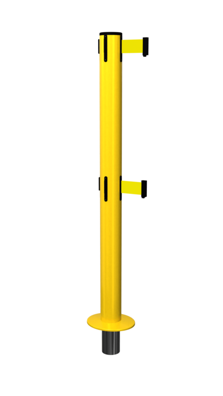 FlexiBarrier Poste de cinta de doble cinta - SafetyPlus extraíble - (cintas de 3.4m/4.9m)