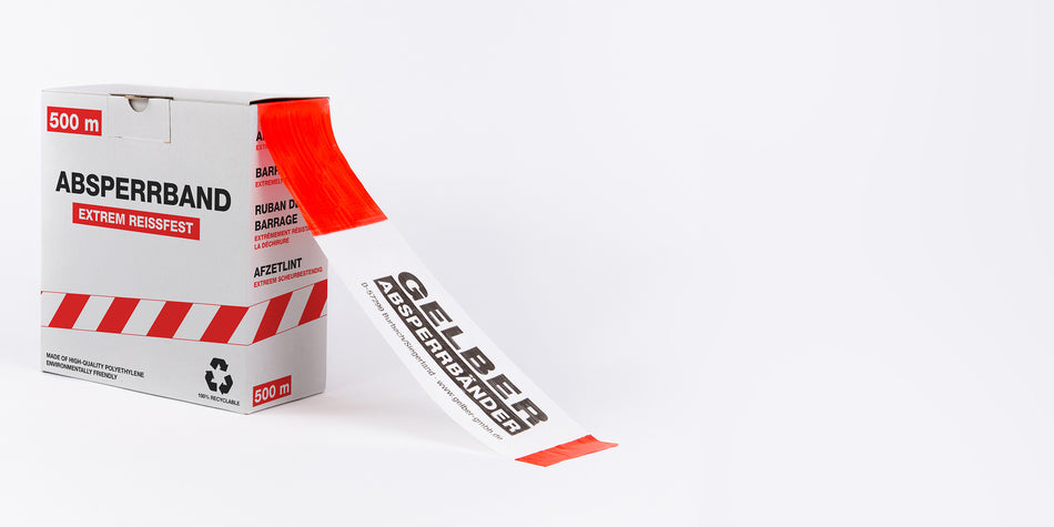 Cinta de balizamiento – Texto impreso personalizado – 500m x 80mm