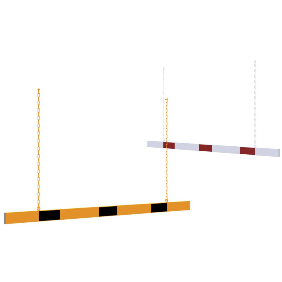 Barrera de limitación de altura - Panel de aluminio reflectante con cadenas de suspensión
