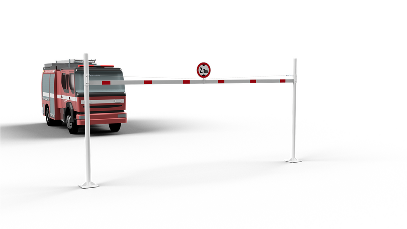 Barrera de limitación de altura con 2 postes cuadrados (ancho de 3-9m)