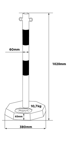 Flexibarrier Poste con cadena - acero - (con base de goma)