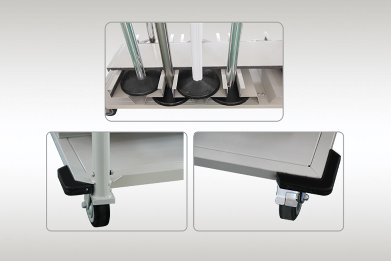 Carro de almacenamiento vertical para 12 postes