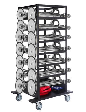 Pack de barreras - Expo - 18 postes (Plata), cuerdas y carro de transporte