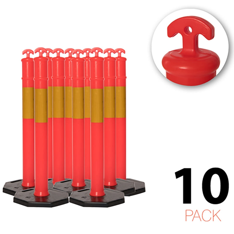 (10 Pack) - Flexibarrier Bolardo T-Top con base